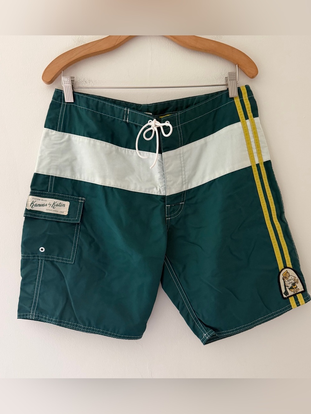 Katin Vintage Waterman Board Shorts Swim Trunks Green Size 32 Surf